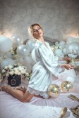 Луксозен сатенен халат с дантела DESISLAVA 1292