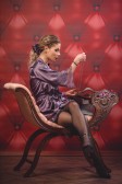 Луксозен сатенен халат с дантела DESISLAVA 1292 люляк