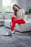 Къс фигурален чорап PHILIPPE MATIGNON Nice Bianco/ Rosso