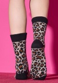 Къс фигурален чорап SISI Leopard slipper, телесен леопардов принт