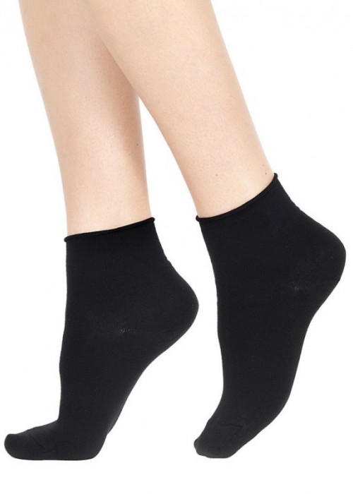 Дамски памучни чорапи без ластик SISI Calzino Fresh cotton nero и lilla