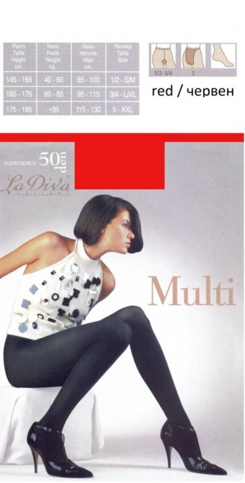 Цветен микрофибърен чорапогащник LaDiva Multi 50den, червен