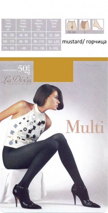 Цветен микрофибърен чорапогащник LaDiva Multi 50den, горчица