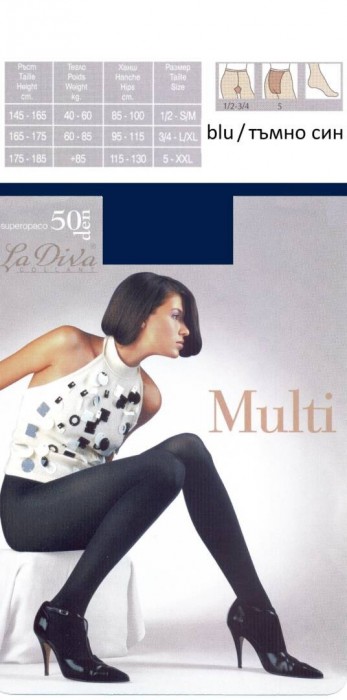 Цветен микрофибърен чорапогащник LaDiva Multi 50den, тъмно син