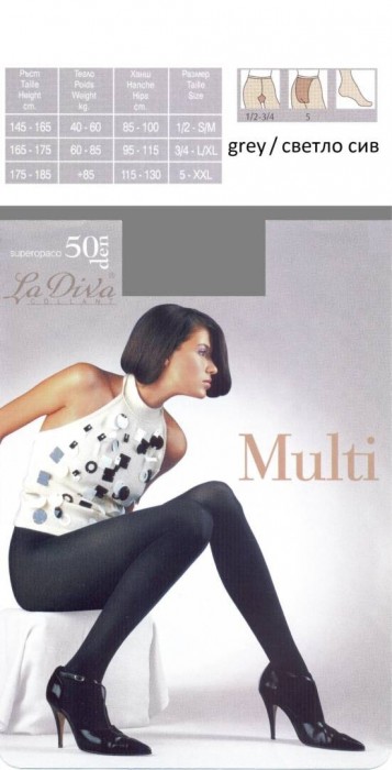 Цветен микрофибърен чорапогащник LaDiva Multi 50den, светло сив