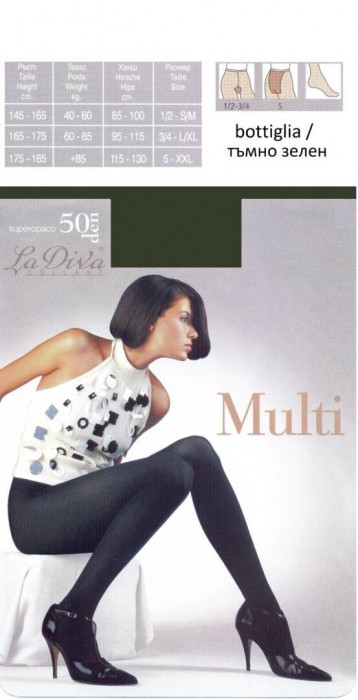 Цветен микрофибърен чорапогащник LaDiva Multi 50den, зелен