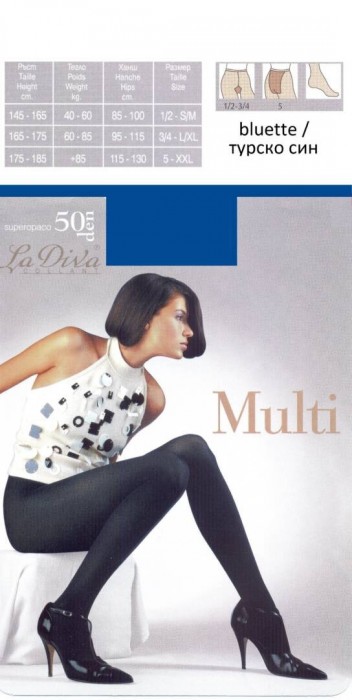 Цветен микрофибърен чорапогащник LaDiva Multi 50den, турско син