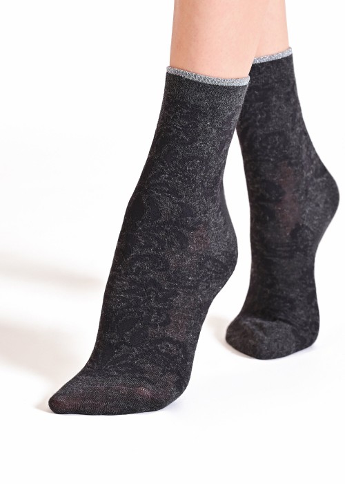 Къс фигурален чорап PHILIPPE MATIGNON ARABESQUE Nero