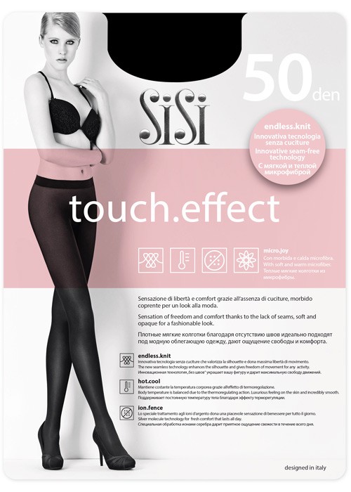Плътен микрофибърен чорапогащник SISI TOUCH EFFECT 50 den, черен и тъмно син