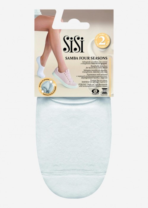 Дамски памучен терлик SISI Samba four seasons, 2 броя, бял