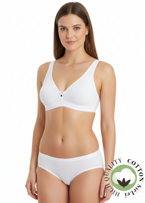 Памучен сутиен без подплънки и банели SIELEI 1454 Bianco