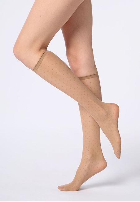 Дамски 3/ 4 чорапи OROBLU Plumetis 30, Nude