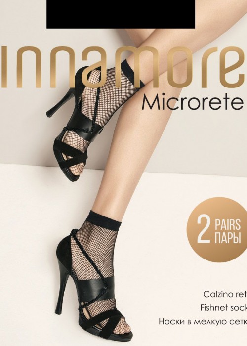 Къси чорапи Мрежа INNAMORE Calzino microrete, Nero и Miele, 2 броя в опаковка
