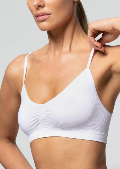 Безшевно бюстие с тънки презрамки POMPEA Seamless Brassiere, Bianco