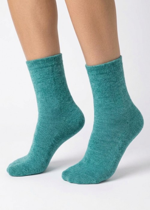 Фина вълна дамски къси чорапи LaDiva Soft and Warm 24-4 мента