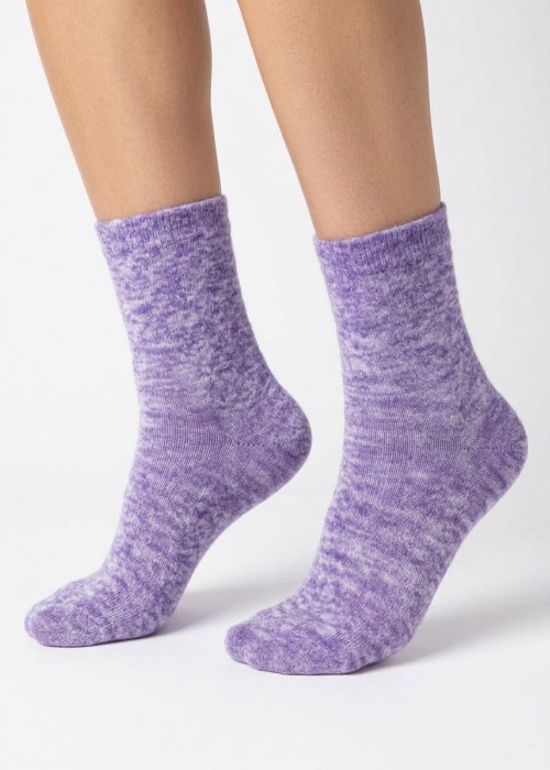 Фина вълна дамски къси чорапи LaDiva Soft and Warm 24-4 лила